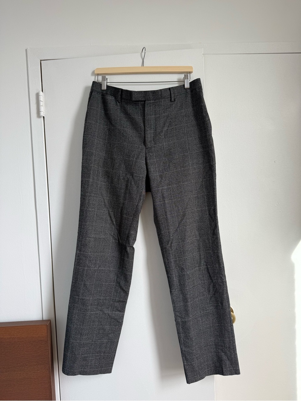 Banana Republic Charcoal Windowpane Wool-Blend Suit Pants